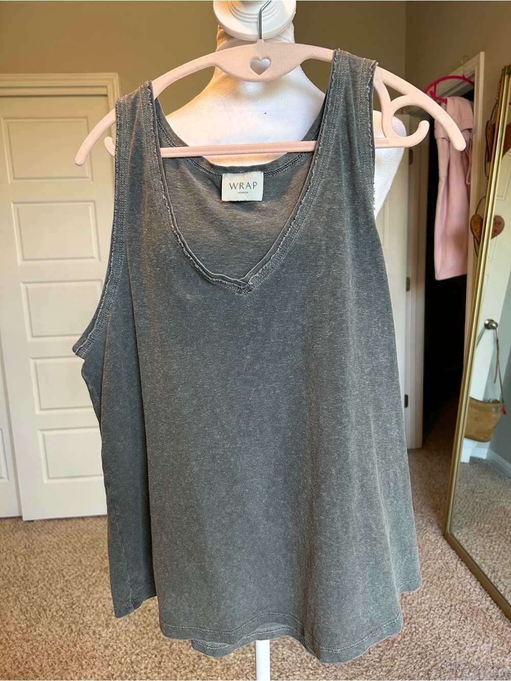 Wrap London Organic Hemp & Cotton Swingy Tank Gray Size 14